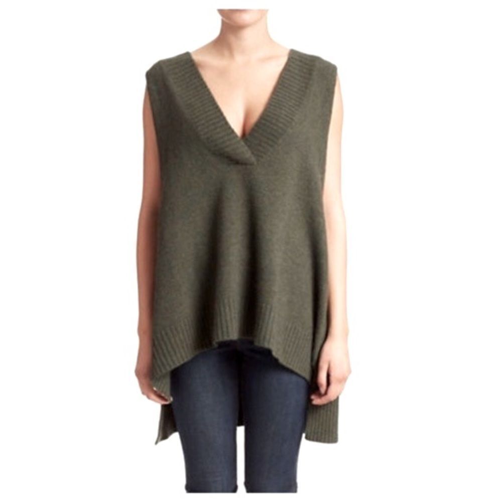 Free People Hilo oversized wool v-neck high low tunic